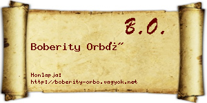 Boberity Orbó névjegykártya